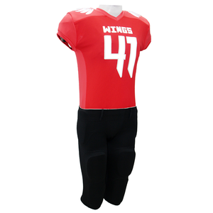 Conjunto de Uniforme de Fútbol Americano Wings, Rojo, Sin Mangas, Cuello en V, Malla Transpirable, Ajustado, para Adultos - Product Image 1