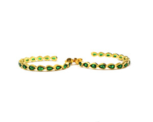 Ensemble de boucles d'oreilles Bali en argent sterling 925 plaqué or Onyx vert Boucles d'oreilles en pierres précieuses Paire de boucles d'oreilles en pierre - Product Image 2