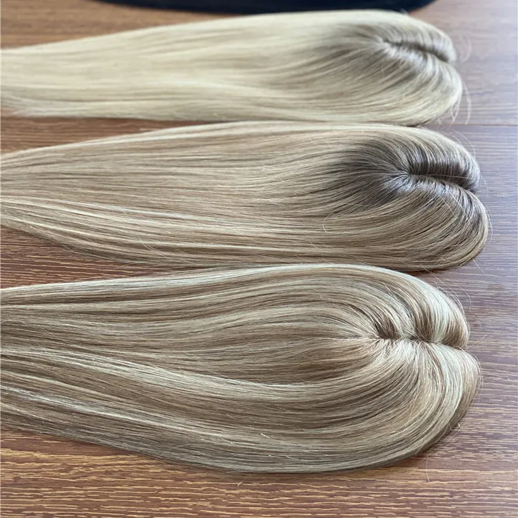 European Hair Toupee Sale Jewish Wig Hair 22 Inch Silk Base Natural Wigs Hair Topper 100% Handmade Vendor Wholesale Sample Order