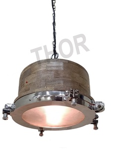 Plafonnier suspendu en bois nautique, luminaire décoratif d'intérieur - Product Image 1