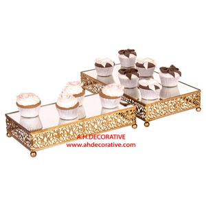Soportes para Pastel de Diseño Clásico, Cuadrados, de Aluminio Dorado, Decorativos, de Alta Calidad, Aptos para Lavavajillas, con Certificación CE, para Uso Doméstico, Juego de 8 Piezas, en Venta - Product Image 2