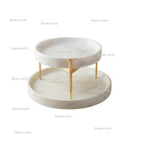 Set of 2 <b>Marble</b> And Metal <b>Cake</b> <b>Stand</b> Newest Design Round Shape Snacks Serving <b>Stand</b> For Best Selling - Product Image 3