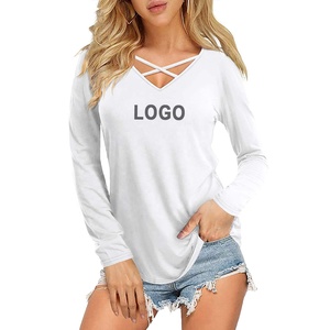 Venta al por mayor buen precio mujeres camisetas moda elegante señoras Casual Street Wear Top camisas logotipo personalizado impresión camisa - Product Image 3