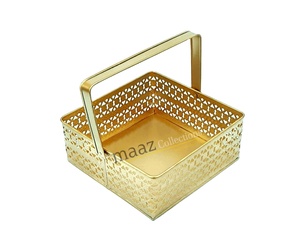 Bán buôn sắt vuông nhà đám cưới trang trí món Quà Vàng giỏ trái cây với xử lý Gấp thiết kế maaz Bộ sưu tập - Product Image 1