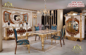 Conjunto de muebles de comedor de diseño italiano tallado pesado, mobiliario elegante de colección real, conjunto de mesa de comedor - Product Image 2