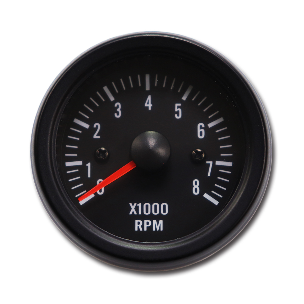 自動車用52mm 0 ~ 8000 RPM電気ブラックフェイスタコメーター