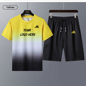 Vente en gros, survêtement décontracté de haute qualité, extensible, short de course, T-shirt coloré, contraste de couleur, ensembles de Shorts - Product Image 4