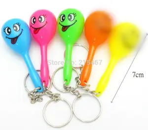 Mini Maracas Key Ring chain Kids Girls Home Craft Toys Birthday Party Favor Scope Pinata Bag Filler Loot Game Gift Novelties