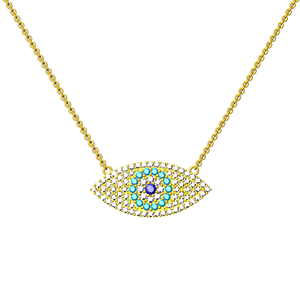 Evil-Eye Collar Infantil Latón Circón Chapado en Oro - Product Image 1