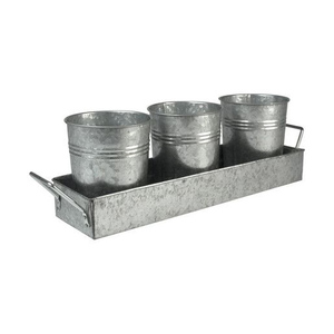 Nouvel ensemble de trois pots de fleurs exigeants avec plateau Pots de jardinière galvanisés de la meilleure qualité pour la décoration de bureau et de balcon - Product Image 1