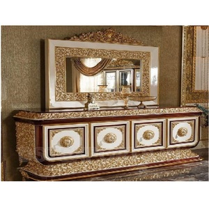 Coiffeuse de Style Royal en bois, large, artisanal, haut de gamme, avec miroir, toilette de luxe en bois - Product Image 1