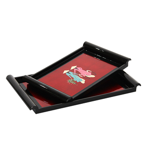 Bandeja de madera de laca MDF hecha a mano con incrustaciones de perlas Madre, bandeja redonda de tamaño personalizado para servir, cocina, uso doméstico, comida decorativa para servir - Product Image 3