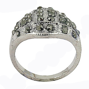 Hot! Dazzling Gun Metal Gemstone Silver Marcasite <b>Ring</b> - Product Image 2
