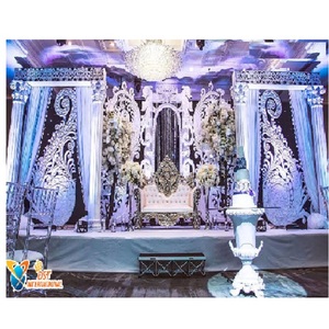 Décor de scène de réception de mariage romain blanc, grand décor de scène de réception de mariage, ensemble de scène de mariage de style sud-asiatique - Product Image 1
