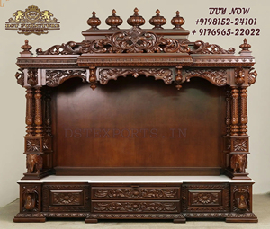 Big Gopuram Style Hand Carved <strong>Mandir</strong> Elephant Based Jali Wooden <strong>Mandir</strong> Home Walnut Finish Teak Wood <strong>Mandir</strong> for Home Australia - Product Image 4