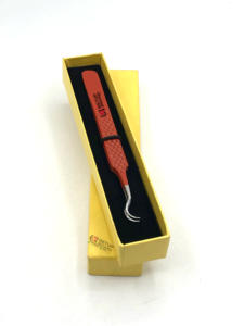 Pinzas profesionales de Extensión de pestañas de acero inoxidable de doble curva Logotipo personalizado Instrumentos de belleza Recubrimiento de polvo naranja oscuro - Product Image 2
