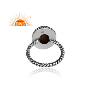 แหวนทองแดงธรรมชาติรูปวงรีสำหรับผู้ค้าส่ง,แหวนอัญมณีสีเทอร์ควอยซ์บิดเกลียวเครื่องประดับเงินโบฮีเมียน925 - Product Image 4