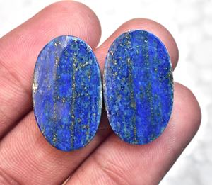 Lapis Lazuli Pair Cabochon High Quality Natural Lapis Lazuli Pair Gemstone For Jewellery Making handmade Gemstone Matched Pair - Product Image 3