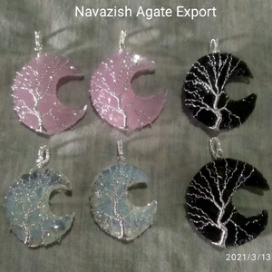 Best Quality Natural <b>Crystal</b> Crescent Black Obsidian Wire Wrapped Moon Shape Pendants Gemstone Pendants For Gift ;Wholesaler - Product Image 3