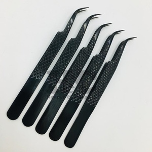 Nuevas pinzas curvas para pestañas, pinzas de corte de diamante, pinzas de extensión de pestañas de acero inoxidable de alta calidad, embalaje sostenible de visón - Product Image 1
