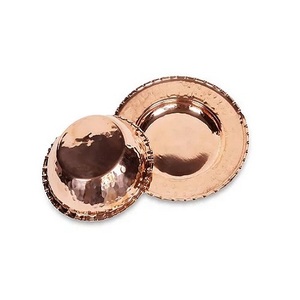 Plaque de chargeur couleur cuivre en acier inoxydable forme ronde faite à la main sous les plaques pour la maison et les restaurants - Product Image 4