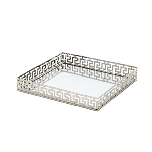 Bandeja para servir con espejo redondo de excelente calidad, plato de diseñador hecho a mano, bandeja clásica elegante para servir con espejo al por mayor - Product Image 4