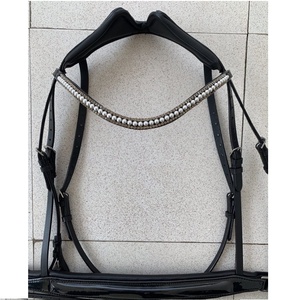 Bride équitation en cuir anglais, complet, nouveau Design, avec rembourrage doux, cristaux et perles, vente en gros et fabricant - Product Image 1