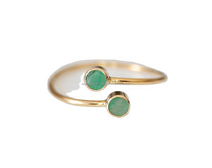 925 sterling silver Green Chalcedony gemstone <b>dainty</b> adjustable <b>Gold</b> Plated <b>Ring</b> - Product Image 1