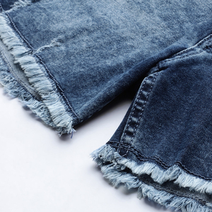 Short en Denim bleu délavé et brodé pour femmes, étiquette privée, Slim, nouvelle collection - Product Image 5