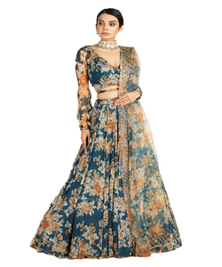 Georgette de moda bordado trabajo hecho a mano Lehenga Choli con blusa ropa tradicional personalizada precio al por mayor - Product Image 1