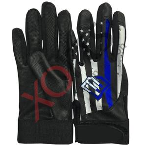 Gants de frappe de baseball personnalisés avec un magnifique design de sublimation du drapeau américain, logo bleu et noir, en cuir véritable Cabretta de haute qualité - Product Image 1