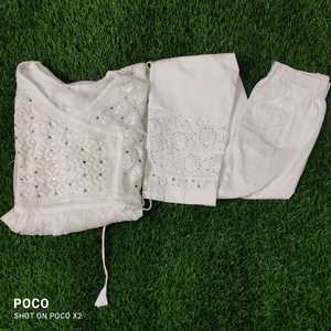 Designer & Beautiful SHORT KURTI WITH PANT WITH Chikankari WITH MUKESH & WHITE THREAD EMBROIDERY Work-2021 - Product Image 3