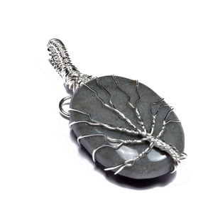 Grey Agate <b>Crystal</b> & Rhinestone Three Stone Religious Unisex <b>Tree</b> of Life Pendants | Purchase Online - Product Image 1