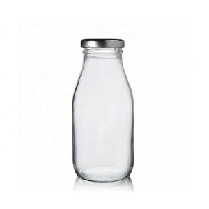 Personnalisé 100ml 200ml 500ml Bouteille ronde en verre lait café boisson bouteilles de jus en verre vides avec <span class=keywords><strong>bouchon</strong></span> - Product Image 2