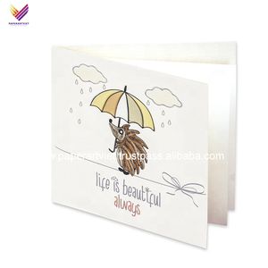 Cartes de quilling artisanales de haute qualité, art populaire vietnamien, hérisson parapluie, vernis UV, vente en gros, souvenirs en papier pour salutations - Product Image 3