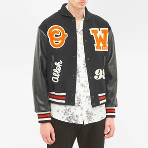 Offre Spéciale hommes Letterman Chenille broderie manches en cuir veste tissu personnalisé veste de travail Bomber Baseball Varsity veste hommes - Product Image 1