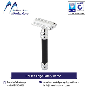 Custom/Madhav Metal Synthetic Metal Double Edge Safety <b>Razor</b> with Brass Handle and Stainless Steel Blade for <b>Men</b> - Product Image 4