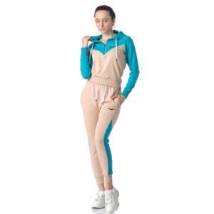 Wholesale Women Latest Design Solid Color Block Guaranteed Fabric Long Sleeve Zipper Hoodie With <b>Matching</b> <b>Joggers</b> Trousers - Product Image 2