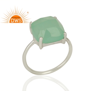 Naturel Aqua Calcédoine Pierres Précieuses Fabricant De Bijoux 925 En Argent Sterling Bague À griffes Bijoux Grossiste - Product Image 2