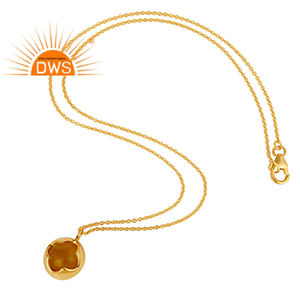 Fabulous Yellow Moonstone Necklace 18k Gold Plated Sterling Silver Round Pendant Necklace Jewelry Supplier - Product Image 3