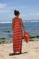 Robe longue élégante coupe ample tie-dye, tenue décontractée de plage, maillot de bain ou vêtements de nuit, robe en tissu rayonne