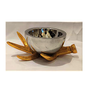 Venta al por mayor nuevo tazón de tuercas de aluminio con soporte de asta de oro suministros de fiesta de metal - Product Image 1