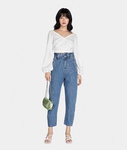 Camisa de manga larga ajustada con escote en V profundo de alta calidad para mujer, novedad de otoño, Top corto tejido cruzado informal, tela de punto para verano - Product Image 1