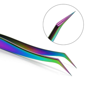 Pinzas de extensión de pestañas profesionales de etiqueta privada de alta calidad fibra de volumen sostenible puntiaguda de acero inoxidable probada a mano - Product Image 1