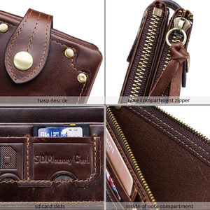 Crazy Horse-billeteras de cuero de vaca para hombre, monedero corto, Tarjetero con cremallera, elegantes - Product Image 6