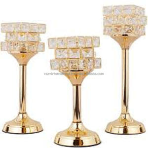 RAZVI INTERNATIONAL Porte-bougie en aluminium de haute qualité, orné de perles de cristal, fait à la main, durable, pour la décoration de la maison, élégante lanterne à bougie - Product Image 5