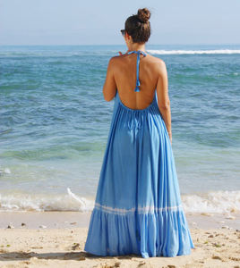 ชุดเดรสยาวพิมพ์ลายผ้าเรยอนสำหรับผู้หญิง,ชุดชายหาดแบบโรแมนติกมัดย้อมสำหรับฤดูร้อน - Product Image 2