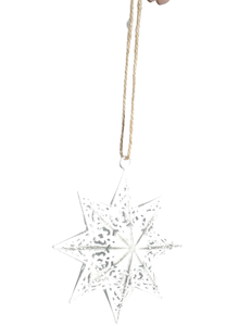 METAL WHITE STAR CHRISTMAS DECORATION HANGING ORNAMENT HIGH QUALITY METAL CHRISTMAS <b>TREE</b> DECORATION - Product Image 1