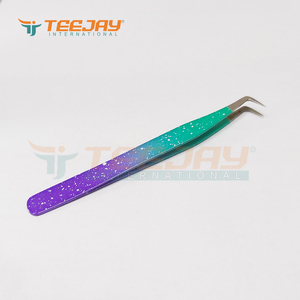 แหนบต่อขนตา TEEJAY สีขาวลายจุดเคลือบผงหลายเฉดสี ทำจากสแตนเลส ขนาด 12 ซม. ปลายแหนบขนาด 12 มม. สำหรับต่อขนตาแบบแม่นยำ - Product Image 2