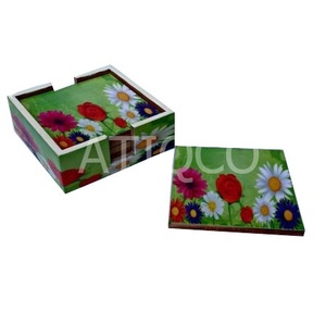 Posavasos esmaltado MDF PARA EL Día de San Valentín, juego de posavasos de madera atractivo único, impresiones digitales de corazón | Perfecto para tu cita de comedor - Product Image 2